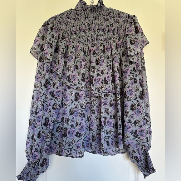 Cinq a Sept Drew Blouse, Morning Fog Multi Print - Picture 3 of 5
